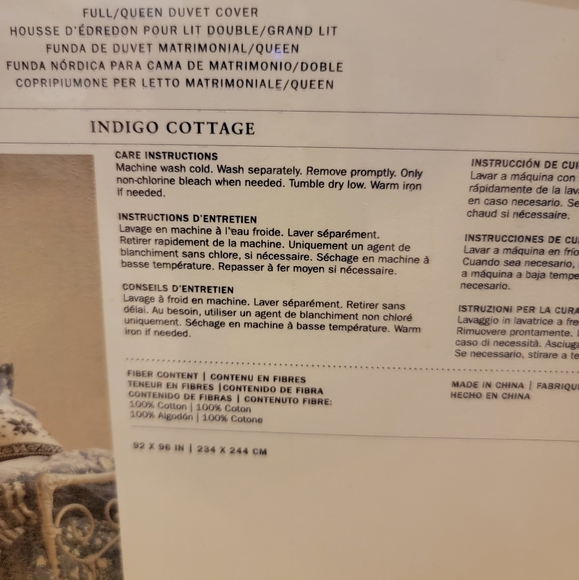 Ralph Lauren Indigo Cottage Floral FULL / QUEEN Duvet Cover - Picture 6 of 7